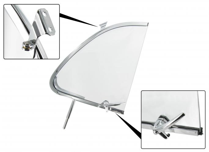 Tochtruit glas met kader en slot rechts