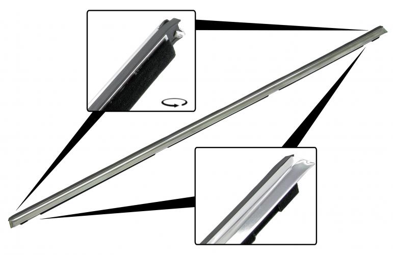 Sivuikkunan alareunan tiiviste ja kromilista, vasen / oikea