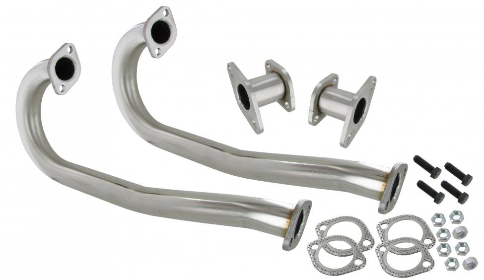 J-putket, ruostumatonta terästä, kiinnitys laipalla äänenvaimentimeen