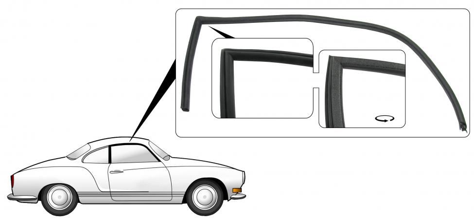Sivuikkunan yläreunan tiiviste, oikea