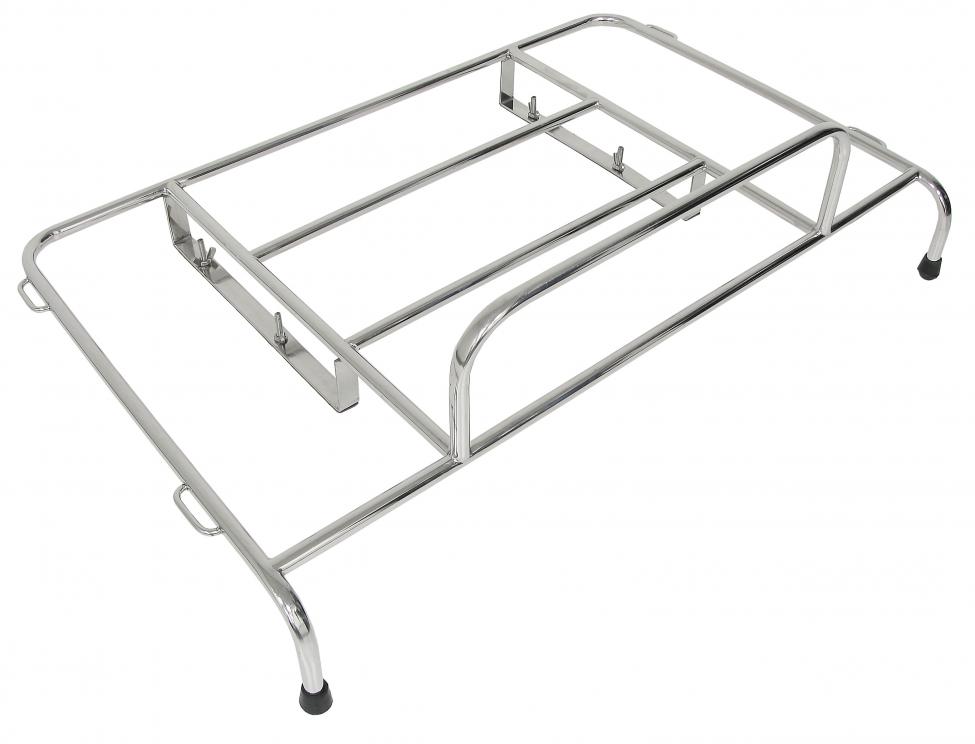 Bagasjehylle i polert rustfritt stål til motorlokket