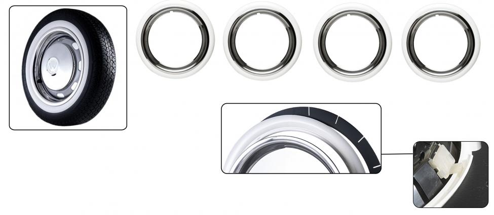 Renkaiden irtovalkosivut + kromikehät (ruostumatonta terästä)