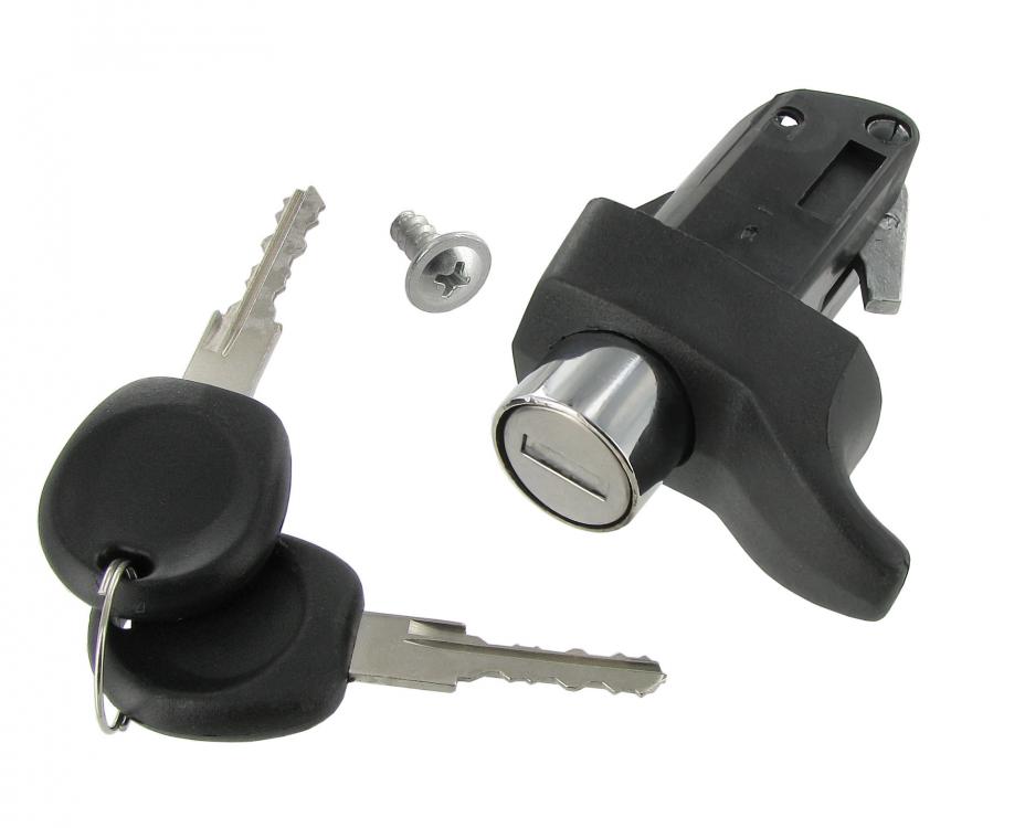 Moottoriluukun lukko, avaimilla, musta