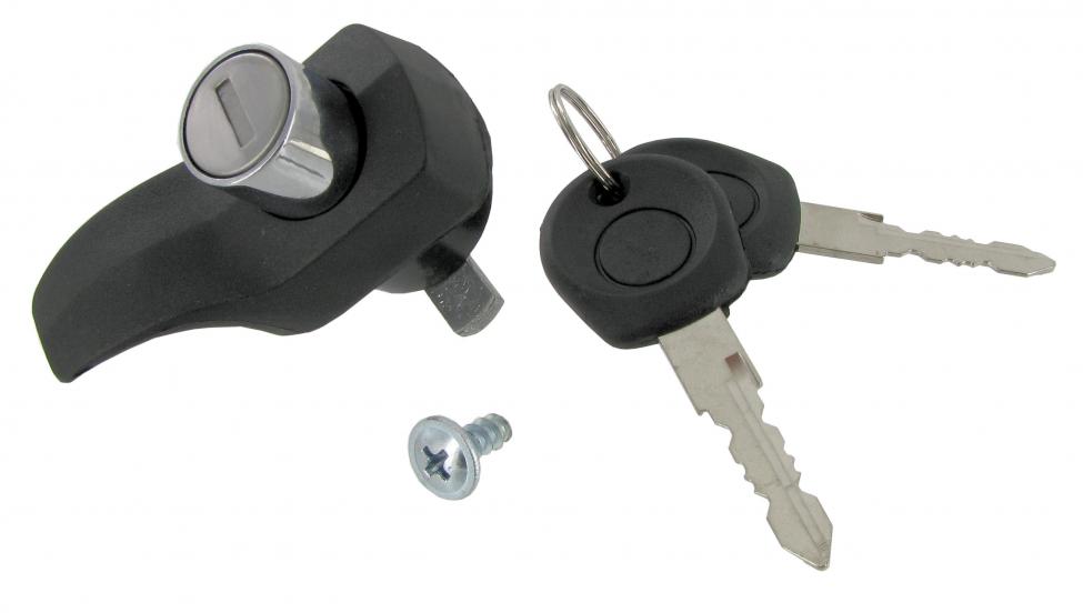 Takaluukun lukko, musta, avaimilla