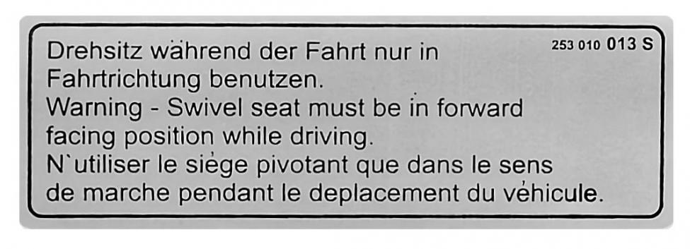 Autocollant chaise pivotante avertissement