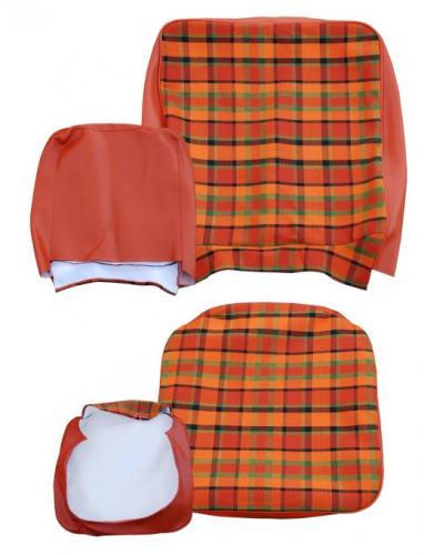 Istuinsuojasarjan suojus, ruudullinen oranssi / keltainen / vihreä (istuinta kohti) (2-osainen)