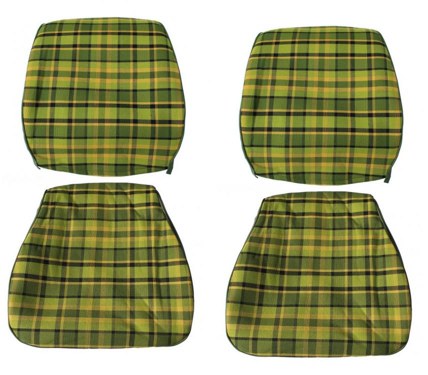 Istuinsuojussarja, ruutuvärinen vihreä / keltainen (istuinta kohti) (2-osainen)