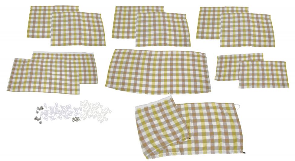 Verhosarja, ruutukuvioitu valkoinen / keltainen / ruskea (12-osainen)