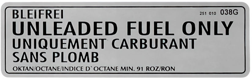Aufkleber unleaded fuel only