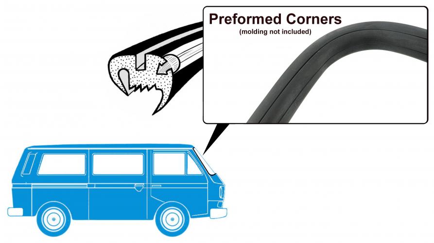 Etuikkunan tiiviste, jossa on listan ura