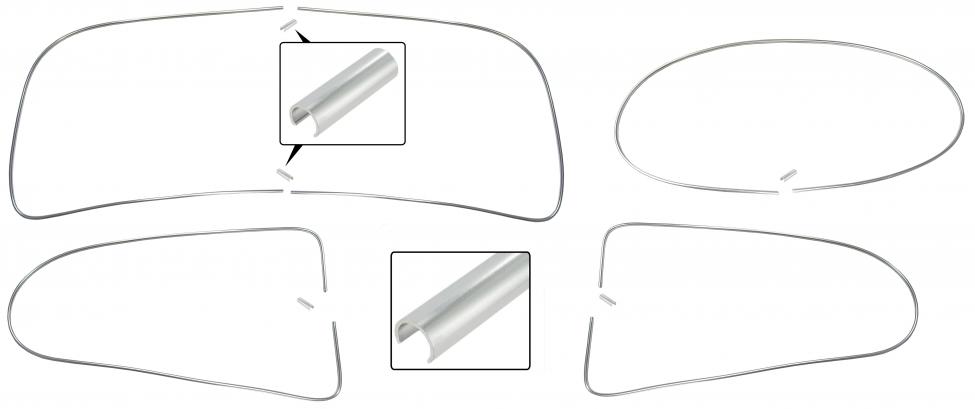 Ruitrubber sierlijst set aluminium
