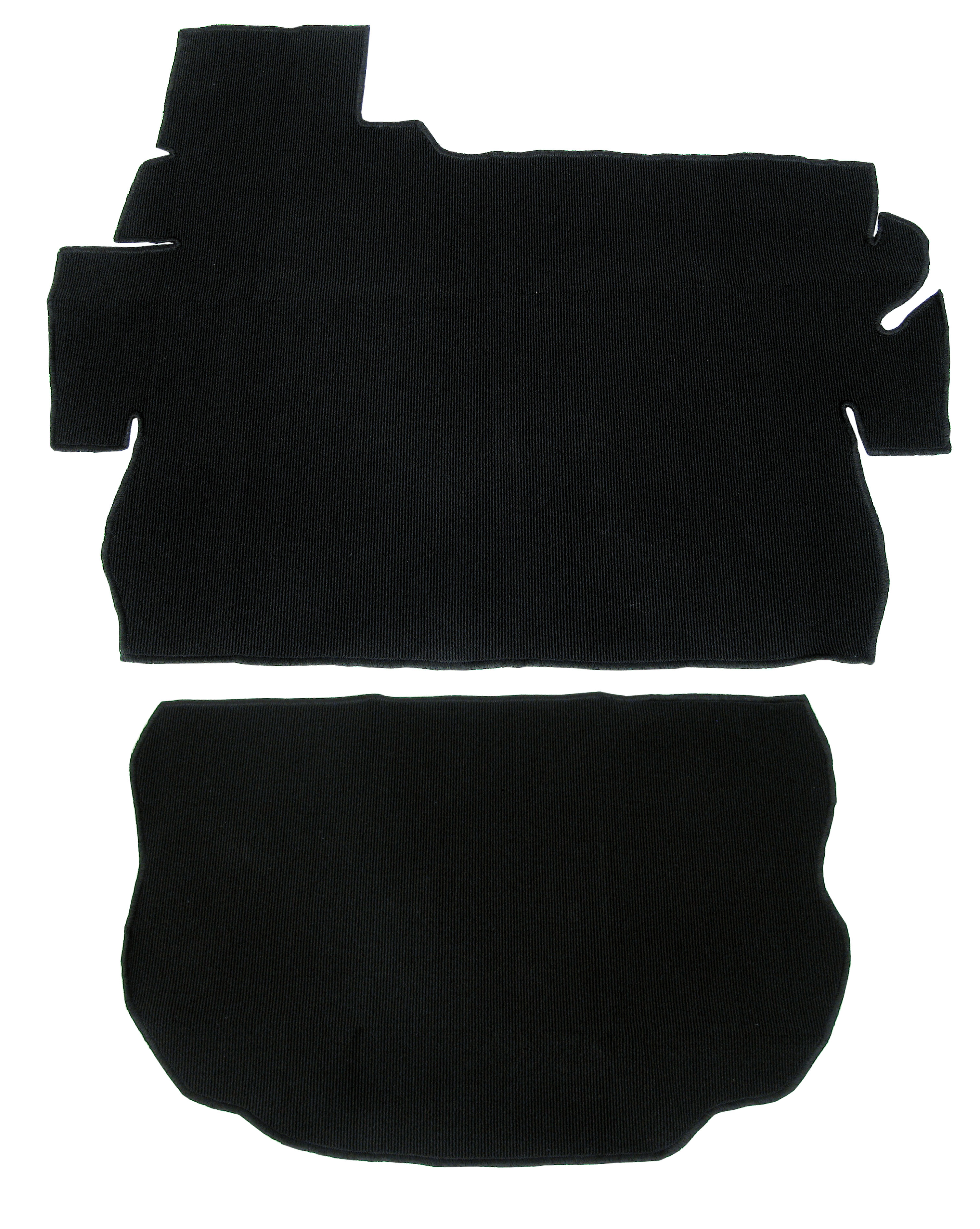 Ribbed bouclé luggage compartment carpet set, black (2-piece)