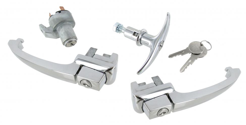 Deurhandvatten, contactslot en motorklep slot set met één sleutel