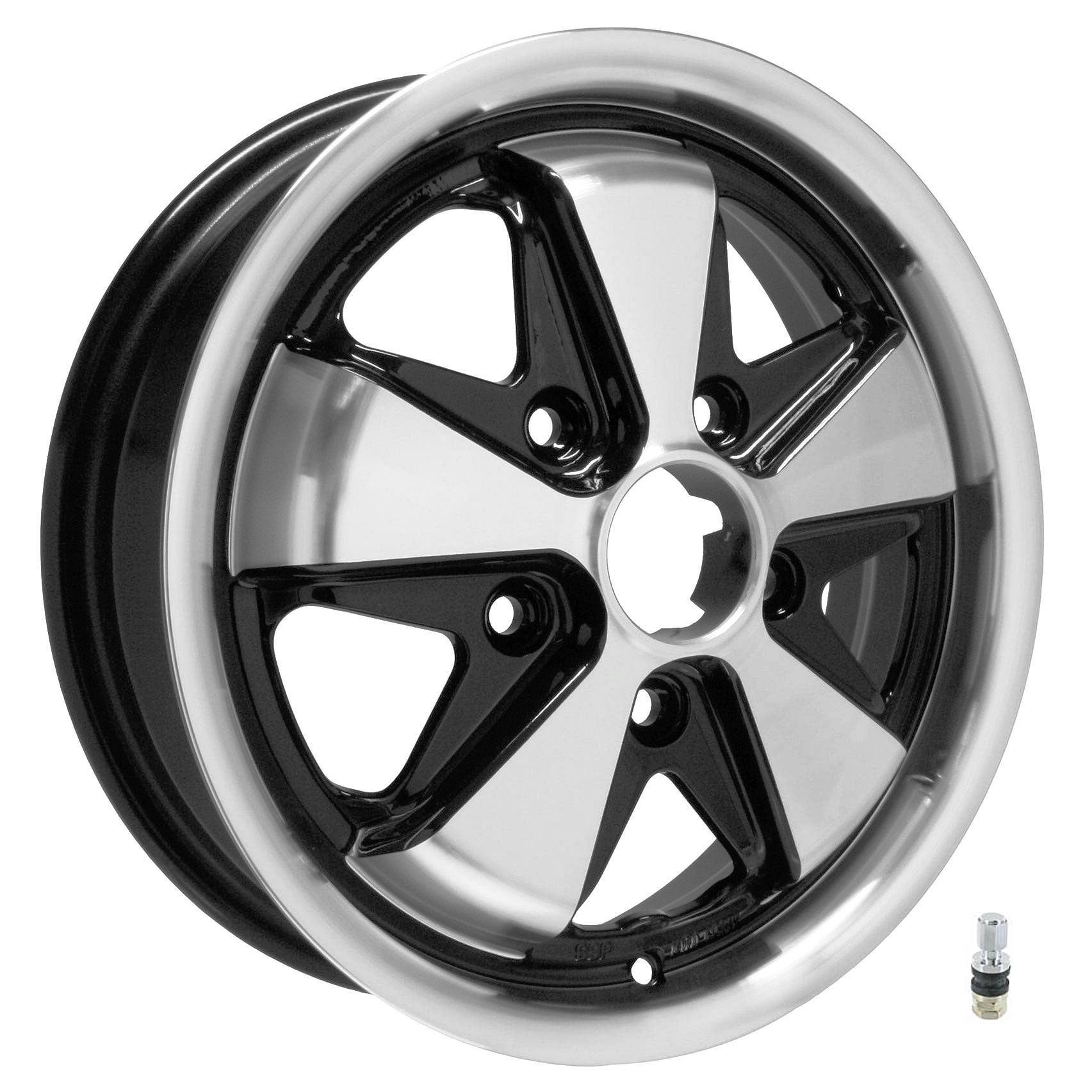Fooks lettmetallfelg, polert med svart senter