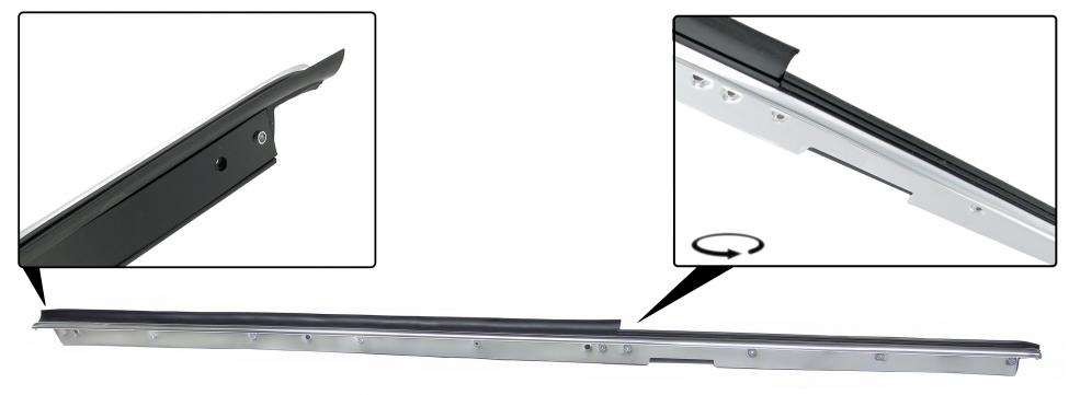 Sivuikkunan alareunan tiiviste ja kromilista, oikea