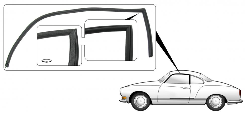 Sivuikkunan yläreunan tiiviste, vasen
