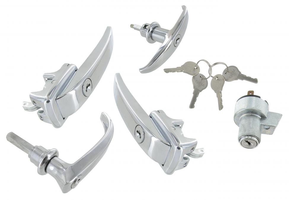 Ovenkahvat, parioven kahva, takaluukun lukko ja virtalukko, samalla avaimella