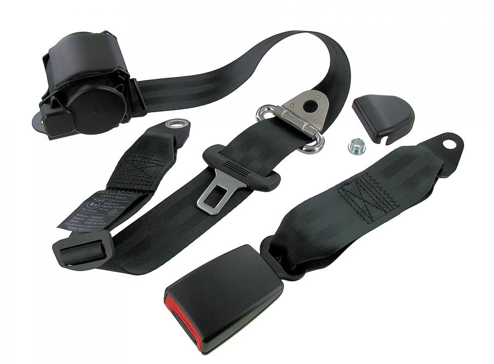 Takapenkin sisäänvedettävä 3-pisteturvavyö musta