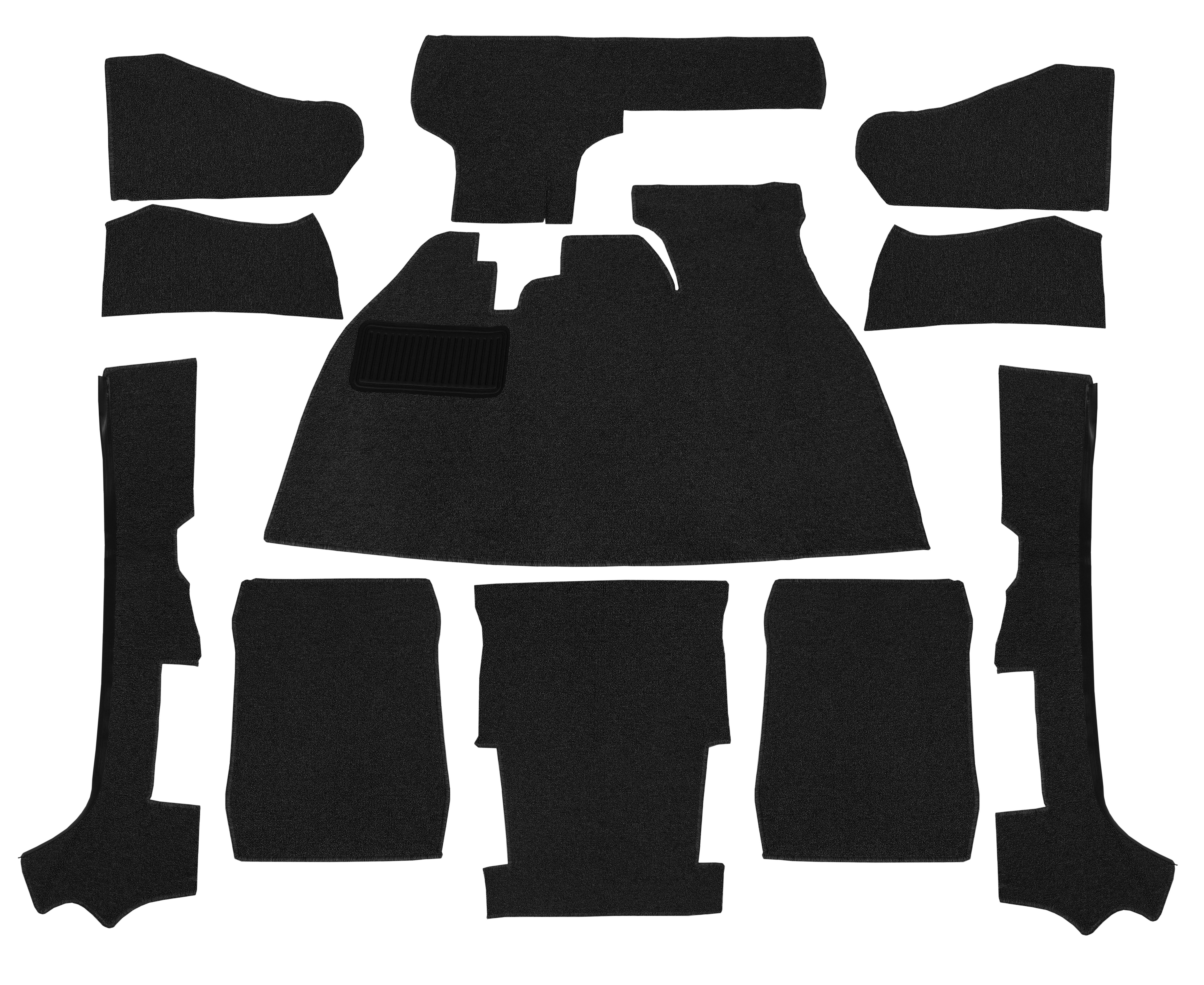 Ribbed bouclé interior carpet set, black (11-piece)