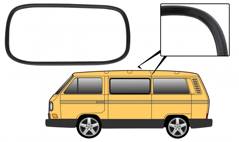 Keskimmäisen sivuikkunan tiiviste ilman listan uraa