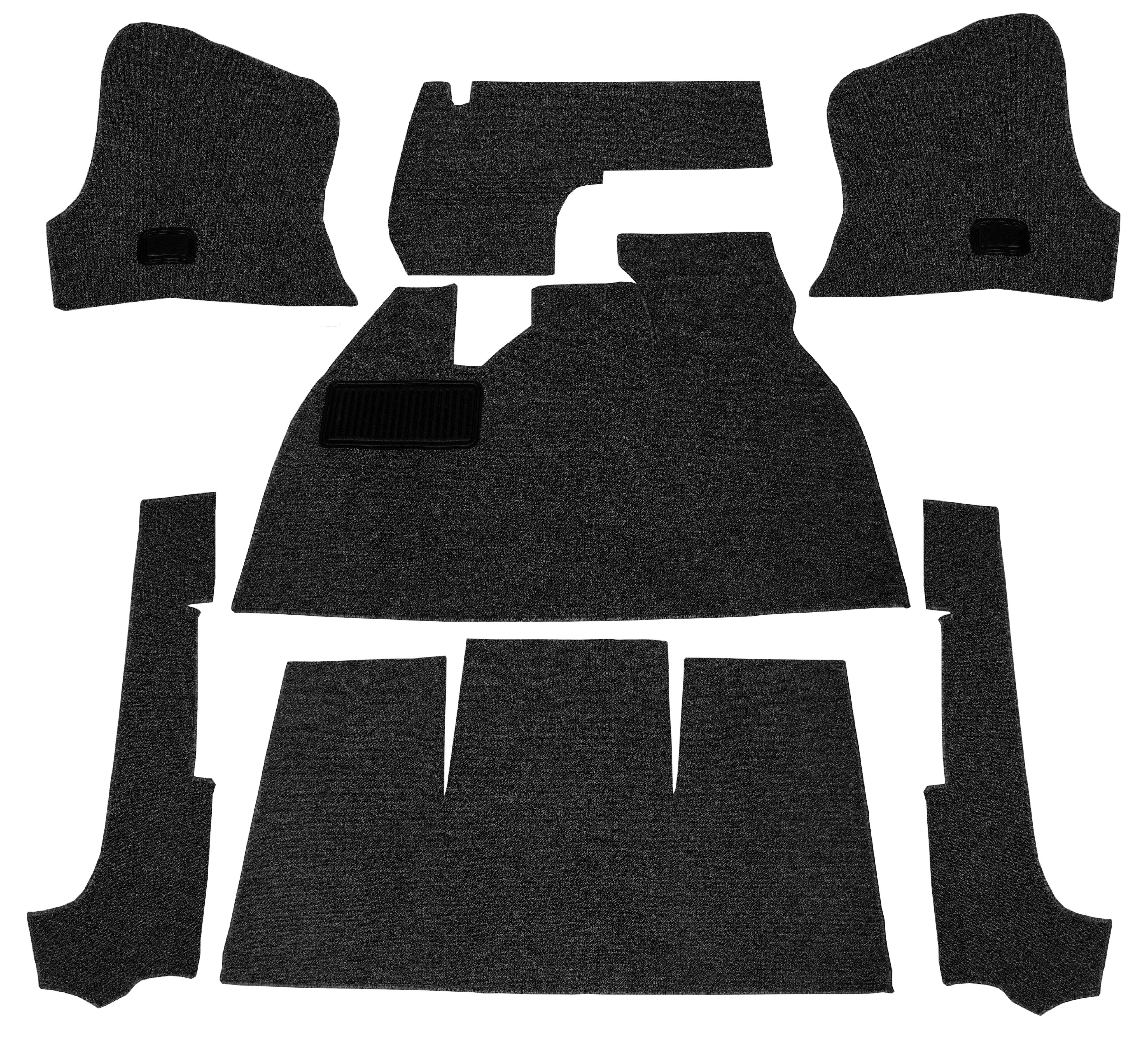 Ribbed Bouclé interior carpet set, black (7-piece)