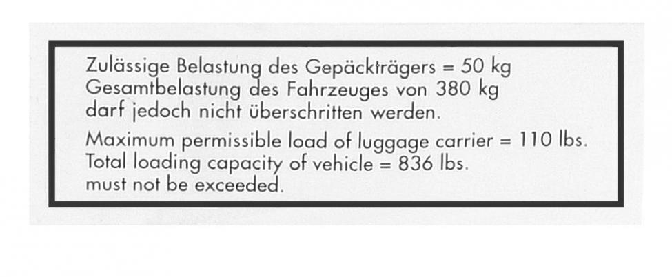Autocollant charge pour porte bagage