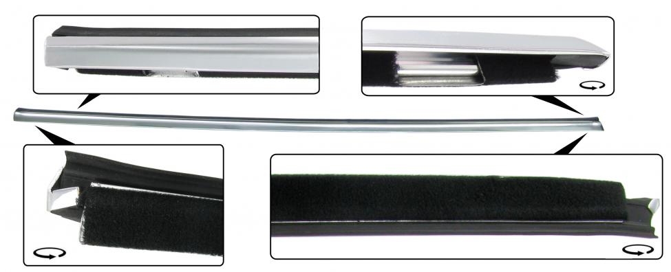 Sivuikkunan alareunan tiiviste ja kromilista, oikea