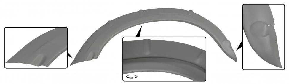 Takimmaisen pyöräkotelon sisempi ulkoreuna vasen