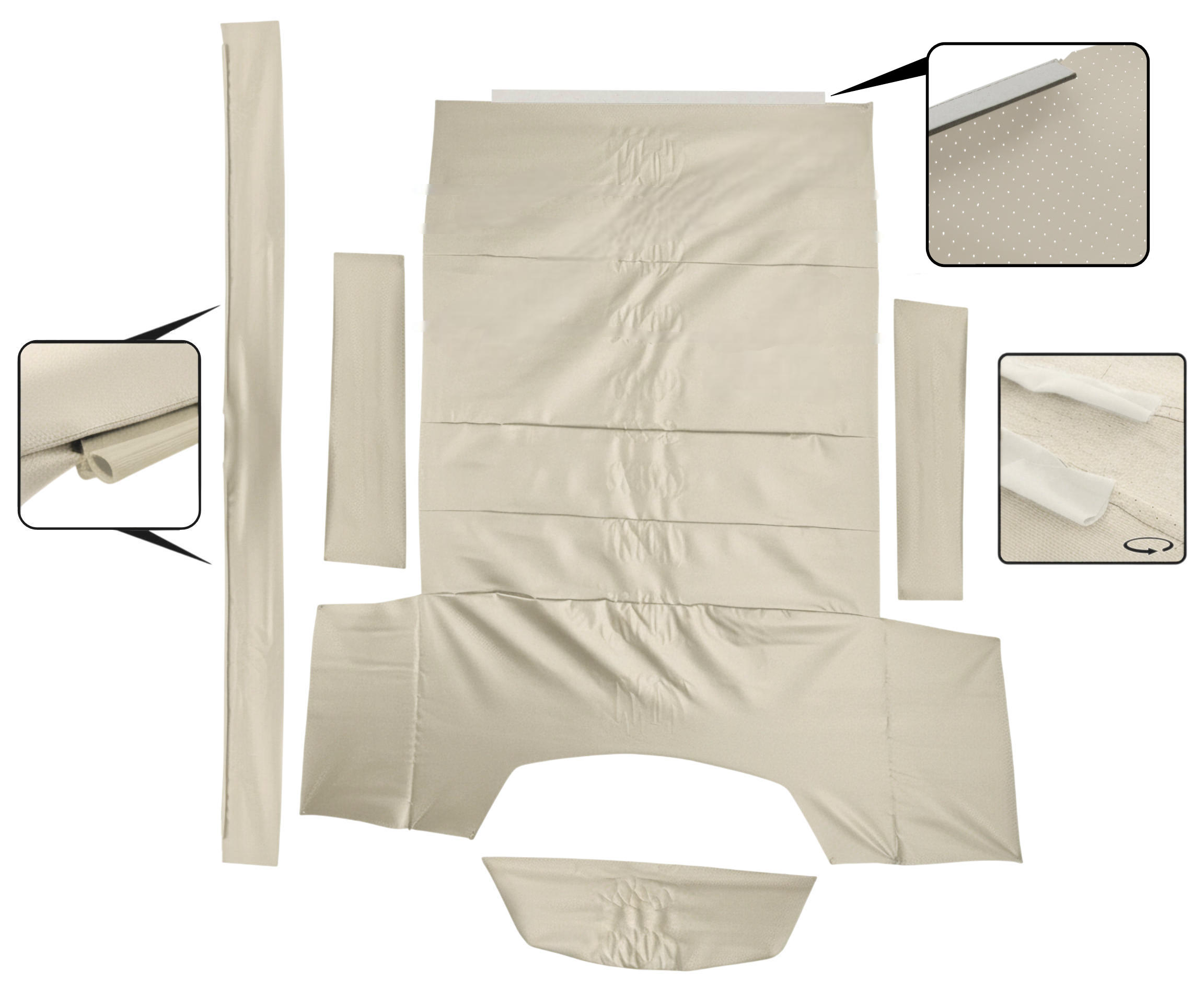 Conjunto de forro de teto EMPI Deluxe, perfurado, bege claro