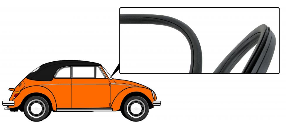 Etuikkunan tiiviste, jossa on listan ura