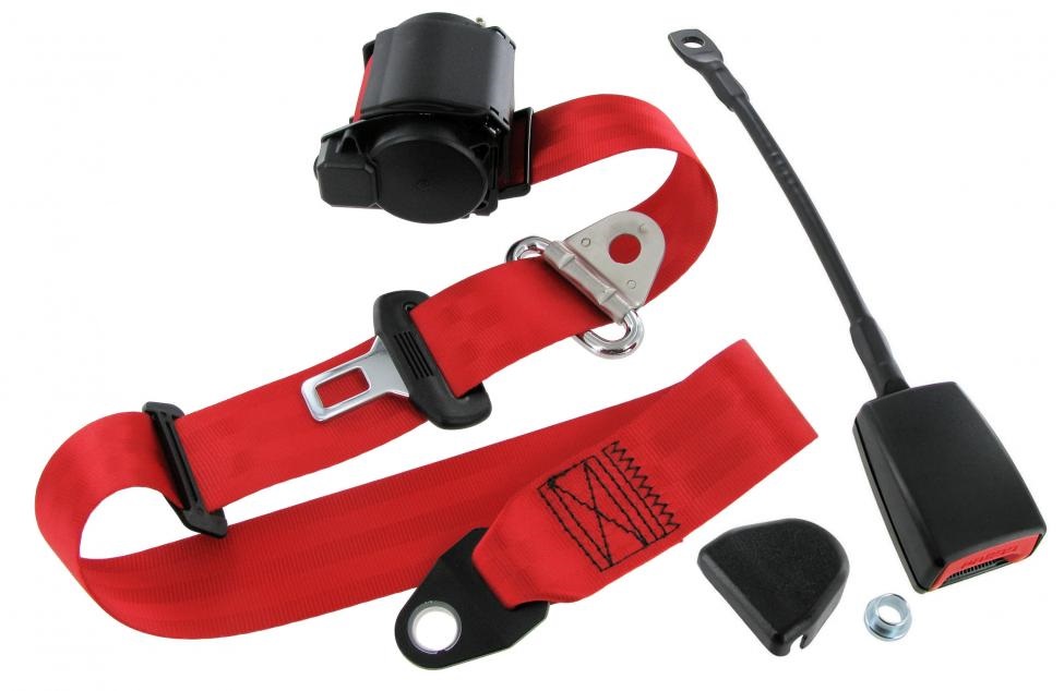 Retractable 3-point seat belt red
