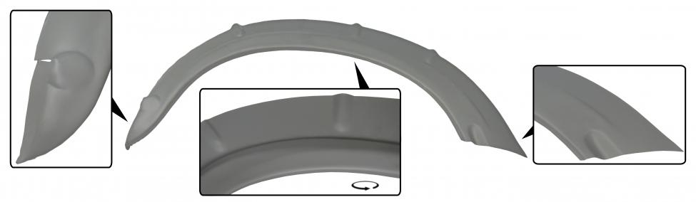 Takimmaisen pyöräkotelon sisempi ulkoreuna oikealle