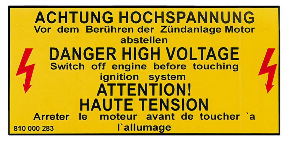 Autocollant haute tension sur le filtre à air