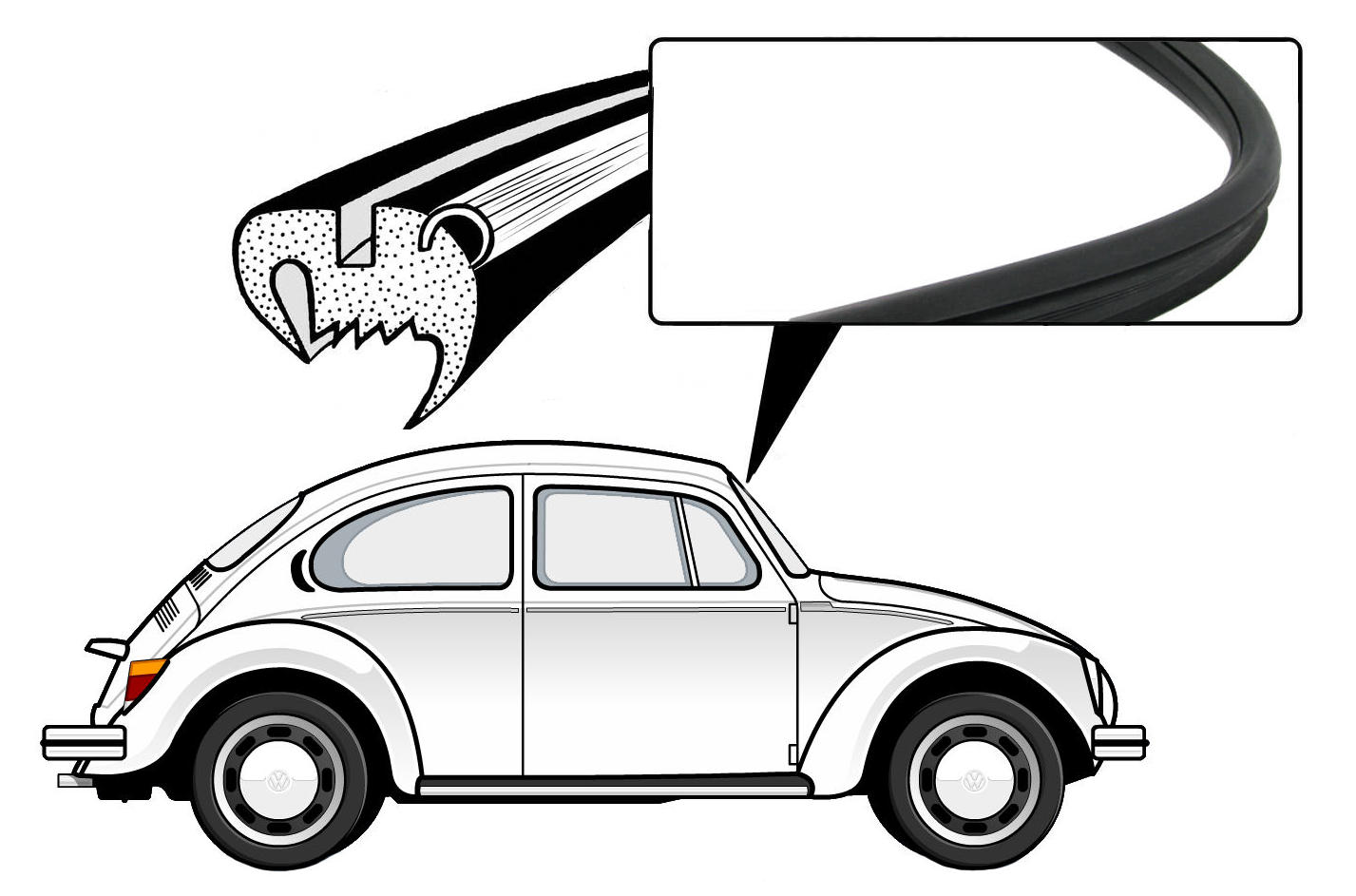 Frontscheibendichtung mit Zierleistennut