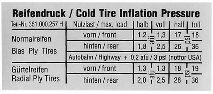 Autocollant pression des pneus