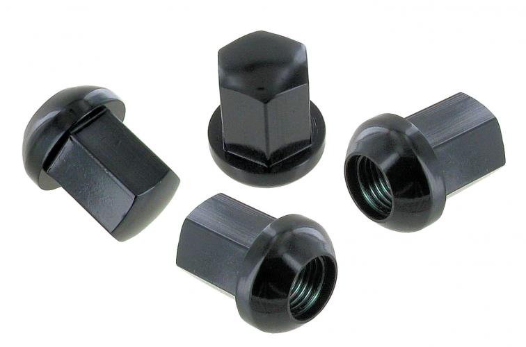 Pyöränmutterit, musta-anodisoitu alumiini
