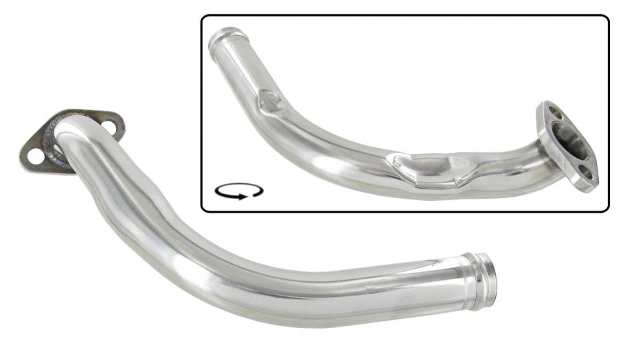 Kjølevæskerør i rustfritt stål: fra vannpumpe mot høyre topplokk