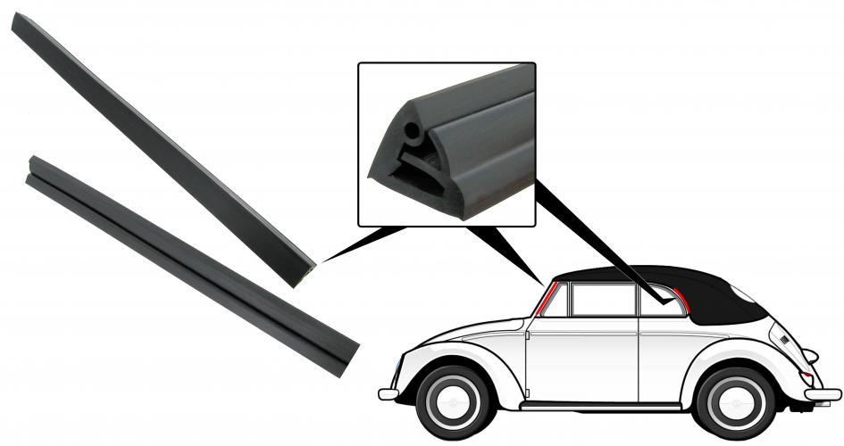 Joint entre porte et montant avant et partie arrière de la capote de cabriolet