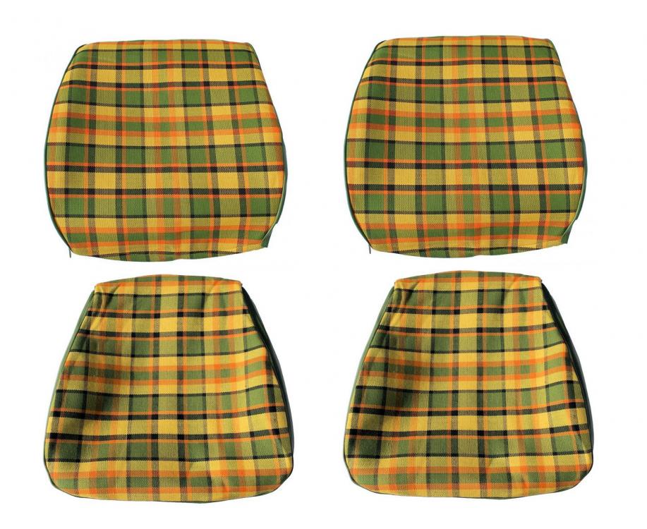 Istuinsuojasarjan suojus, ruudullinen keltainen / vihreä / oranssi (istuinta kohti) (2-osainen)