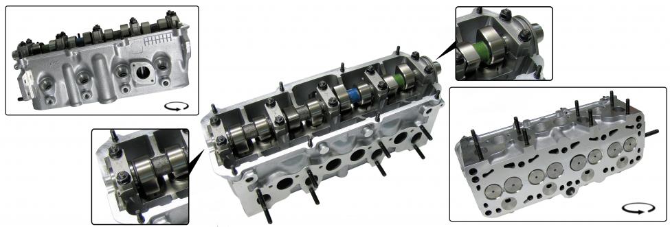 Sylinterikansi täydellinen, nokka-akseleineen