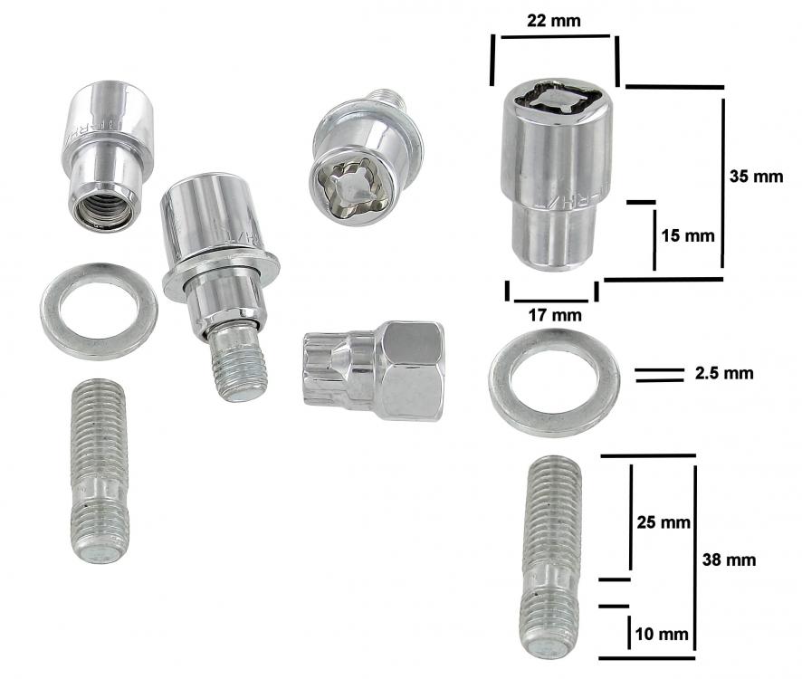 Boulons antivols avec goujons et rondelles
