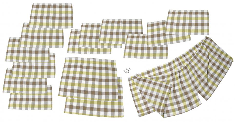 Verhosarja, ruutukuvioitu valkoinen / keltainen / ruskea (15-osainen)