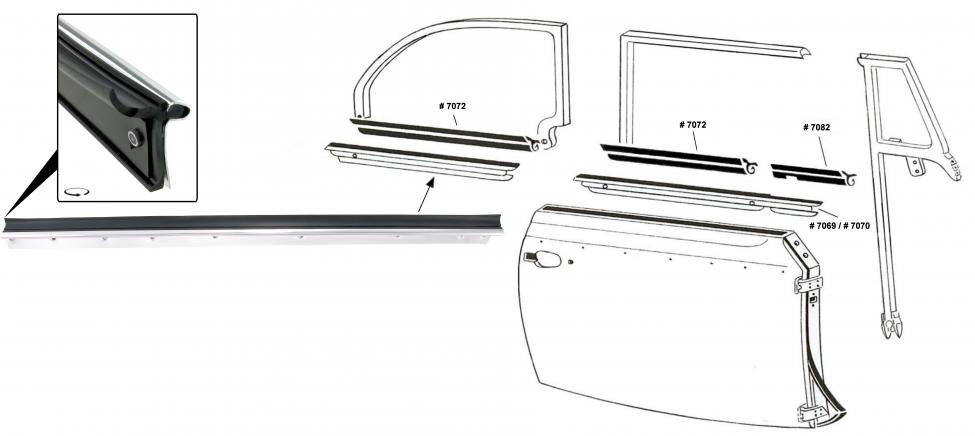 Hinteres Seitenfensterdichtung mit Zierleisten Rechts
