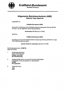 (D) Allgemeine Betriebserlaubnis 
(GB) National Type Approval