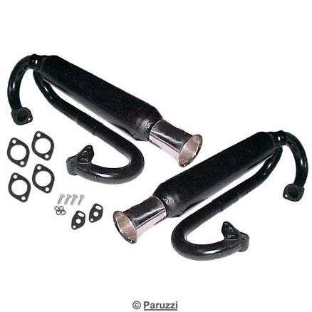 Dual exhaust system black with chrome tips