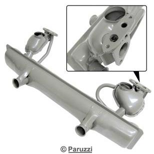 Stock exhaust muffler with dual hotspot