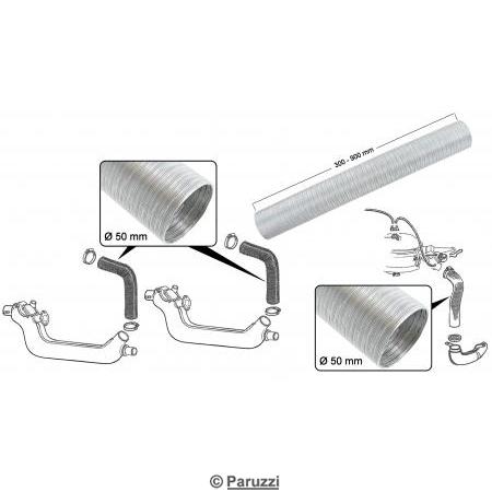 Aluminium slange fra viftehus /luffilter 50 x 300-900 mm