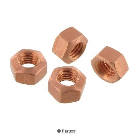 Copper plated self-locking hex nuts M8 (4 pieces)