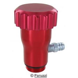 Red anodized straight oil filler