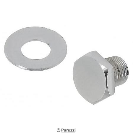 Chrome crankshaft pulley bolt and washer